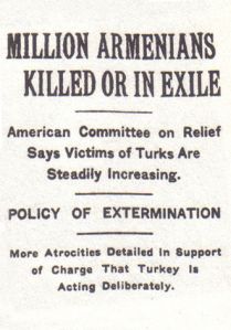 An article by the New York Times dated 15 December 1915 states that one million Armenians had been either deported or executed by the Ottoman government.    - Wikipedia